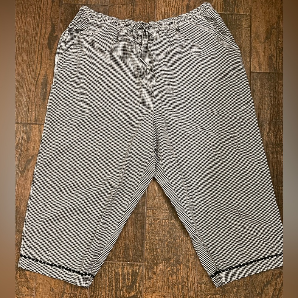 Women’s Cropped Lounge Pants Cute & Cozy Seersucker 100% Cotton Plus Size 2X